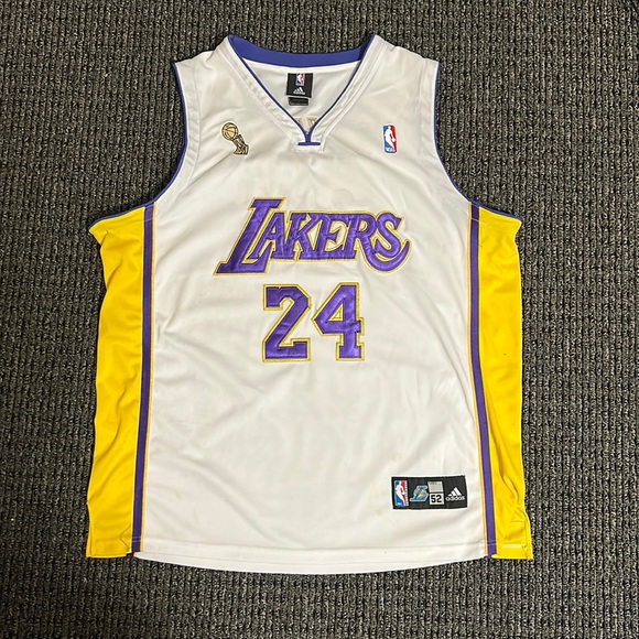 adidas Other - Kobe Bryant NBA Jersey | #24 Adidas Jersey with Champion Trophy | White & Gold